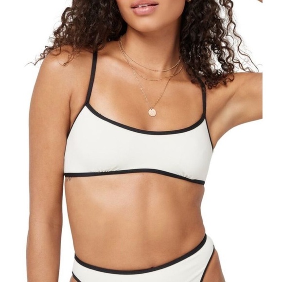 NWT L*SPACE Pamela Bikini Top Cream Black - Picture 1 of 4